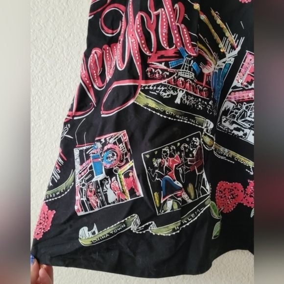 Basil & Maude Beaded New York City Red Rose Black Full Skirt Size 6 - Picture 3 of 8